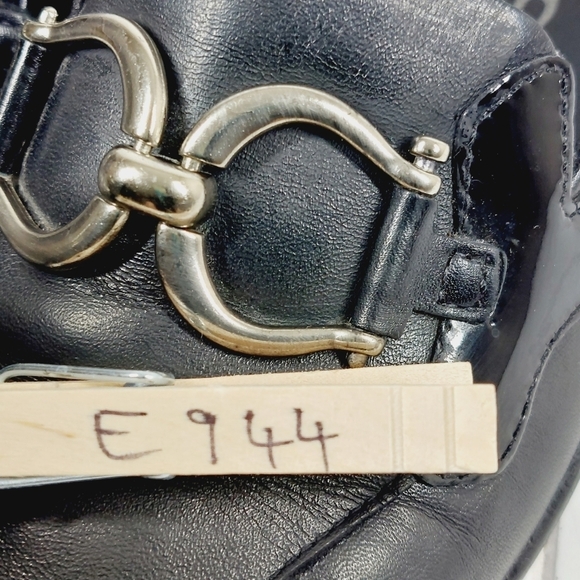 Alec John Black Leather Square Toe Buckle Detail Slip On Loafers E944 - Picture 12 of 12